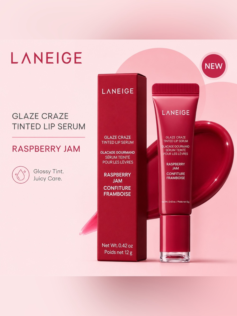 💄 LANEIGE Glaze Craze Tinted Lip Serum – Raspberry Jam – BRAND NEW in Box